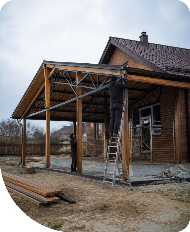 Пристройка навеса к дому и участку в Зеленодольске под ключ