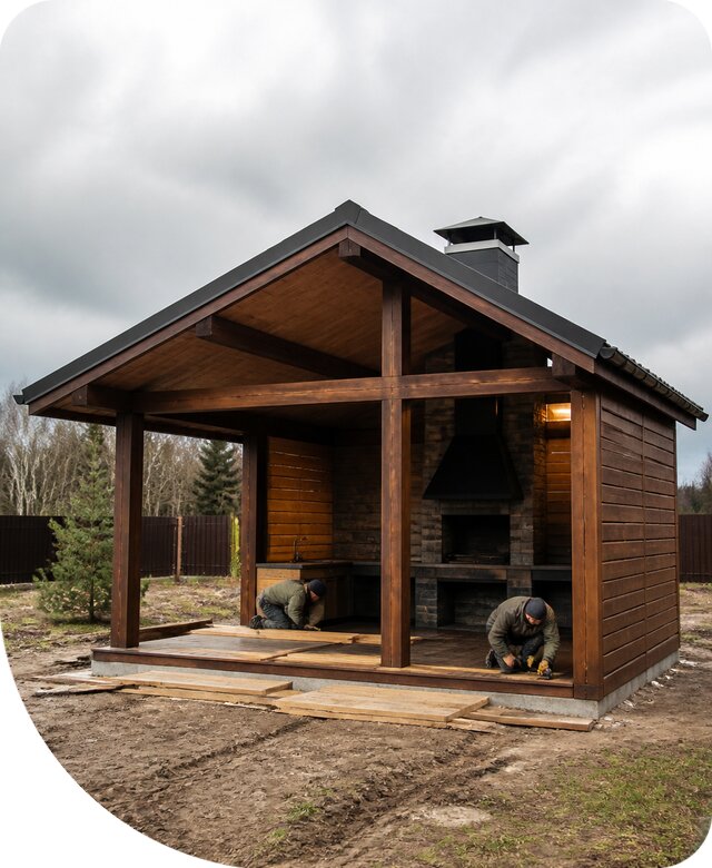 Строительство кухни беседки в Зеленодольске под ключ и по проекту